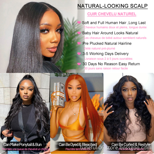 100% Brazilian Virgin Human Hair Transparent Swiss Lace Wig HD Body Wave Curly Lace Front wigs for Black Women